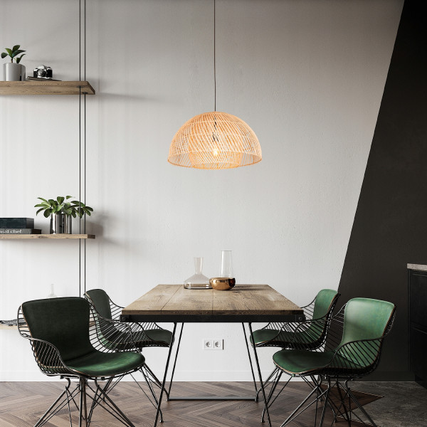 Lampa Sufitowa Wisząca Bambus BOHO Rattan Drewno Loft duża
