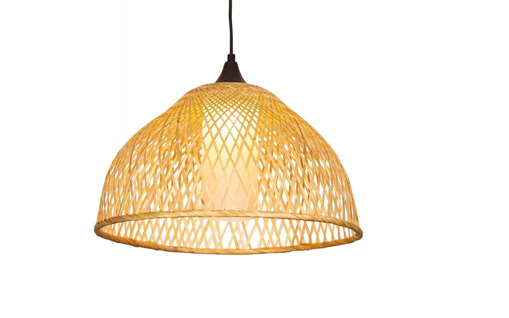 Lampa Sufitowa Wisząca Bambus BOHO Rattan Drewno Loft