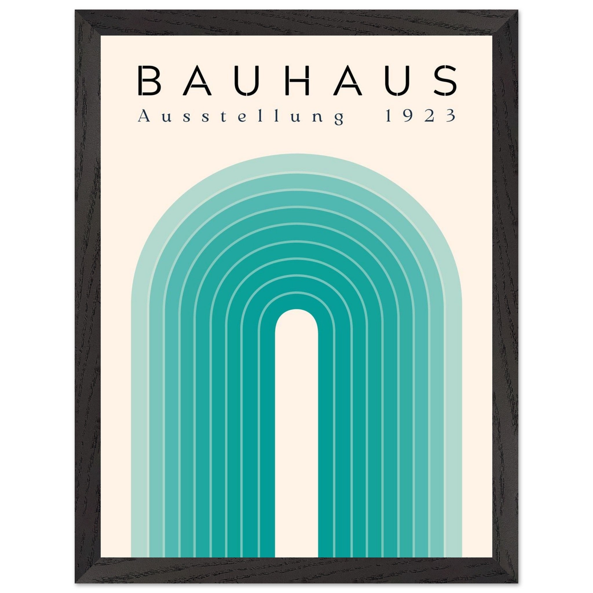 Artfulprints Poster met Lijst Bauhaus - Turquoise rainbow  - 30x40 cm - Turquoise