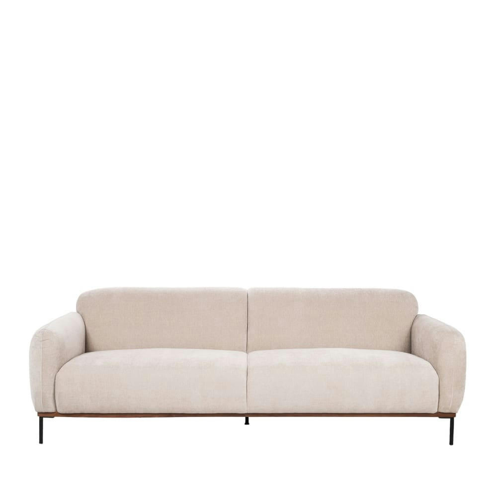 NILSA - Canapé 3 places en tissu beige