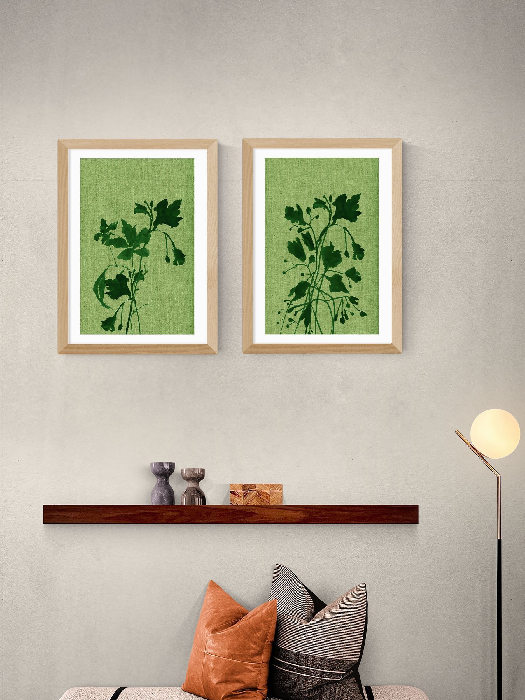 East End Prints Set of 2 Oak Terre Verte Wall Art Prints by Cartissi