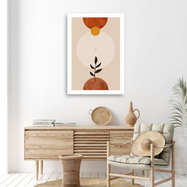 Feeby Obraz na płótnie, Koła i gałązki boho 40x60