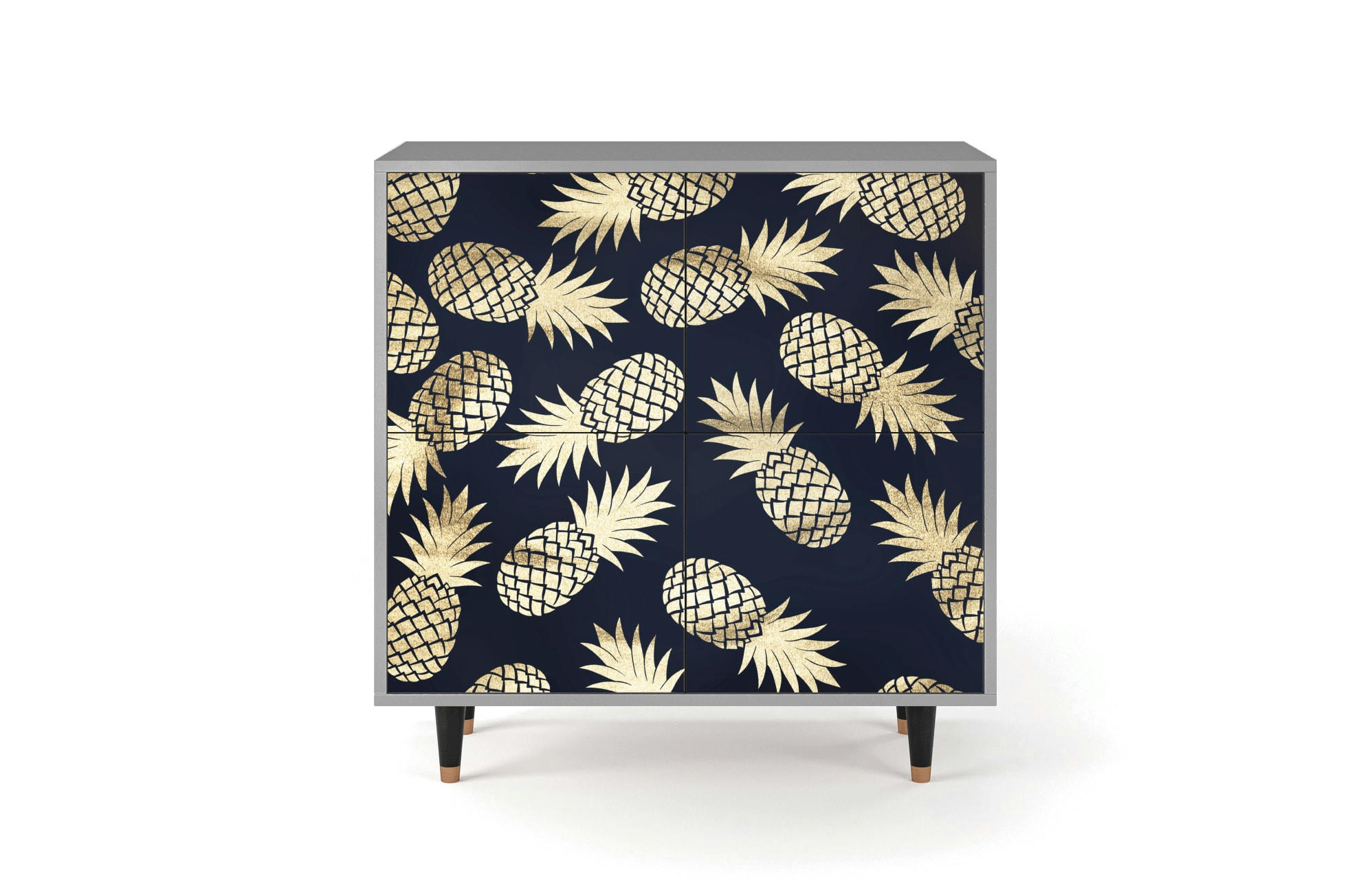 SUNNY PINEAPLE - Buffet  bleu et jaune 4 portes L 94 cm