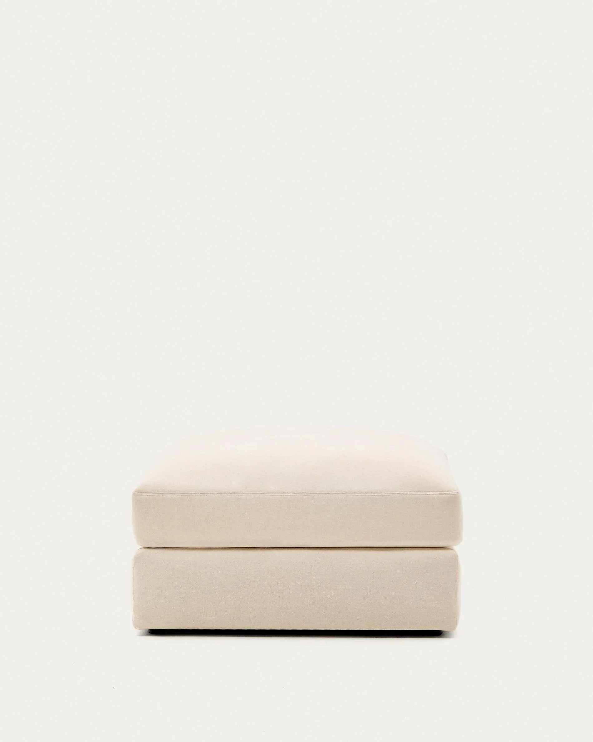 Alea ecru chenille footrest with removable cover 90 x 90cm