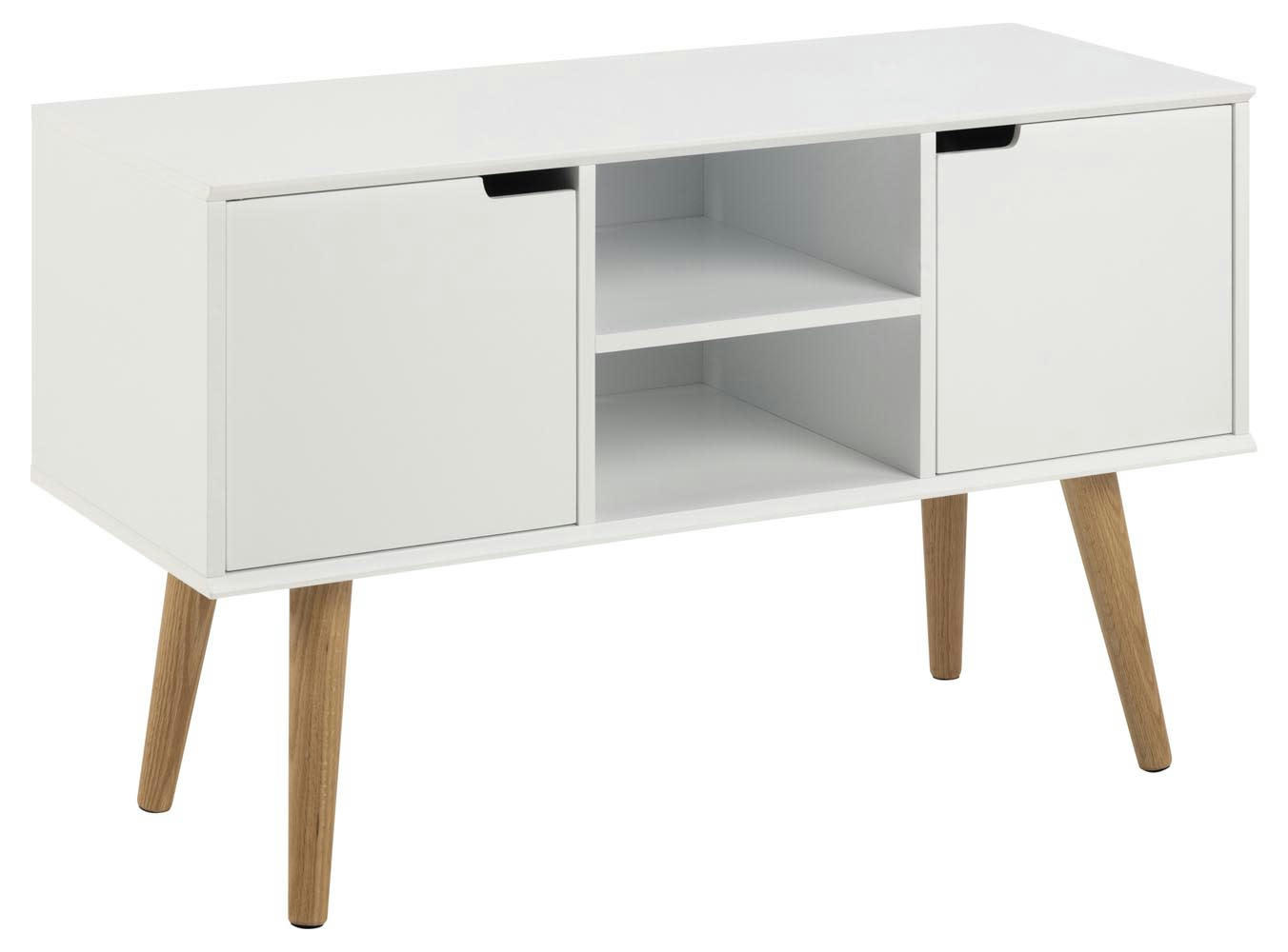 LOKKA - Buffet scandinave blanc avec 2 placards