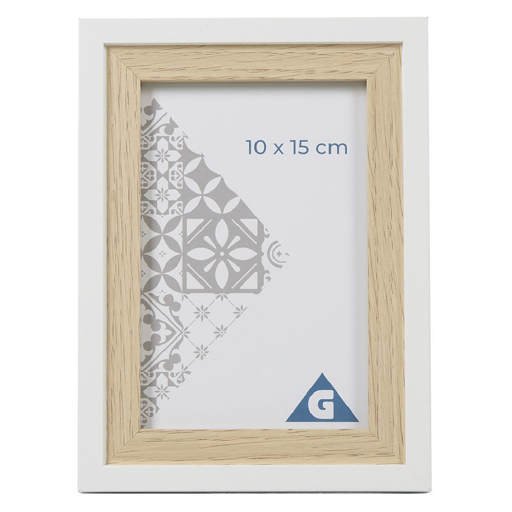 Cadre photo bois naturel blanc 14x19cm pour photo 10x15cm