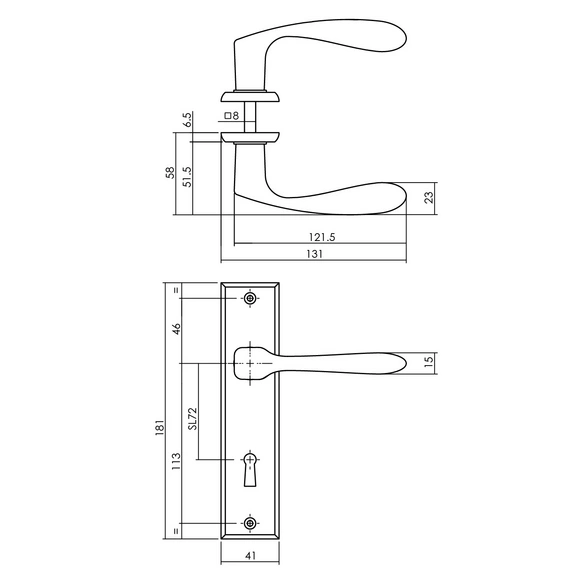 Türdrücker »Banaan«, 181x41x6 mm BB 72 mm