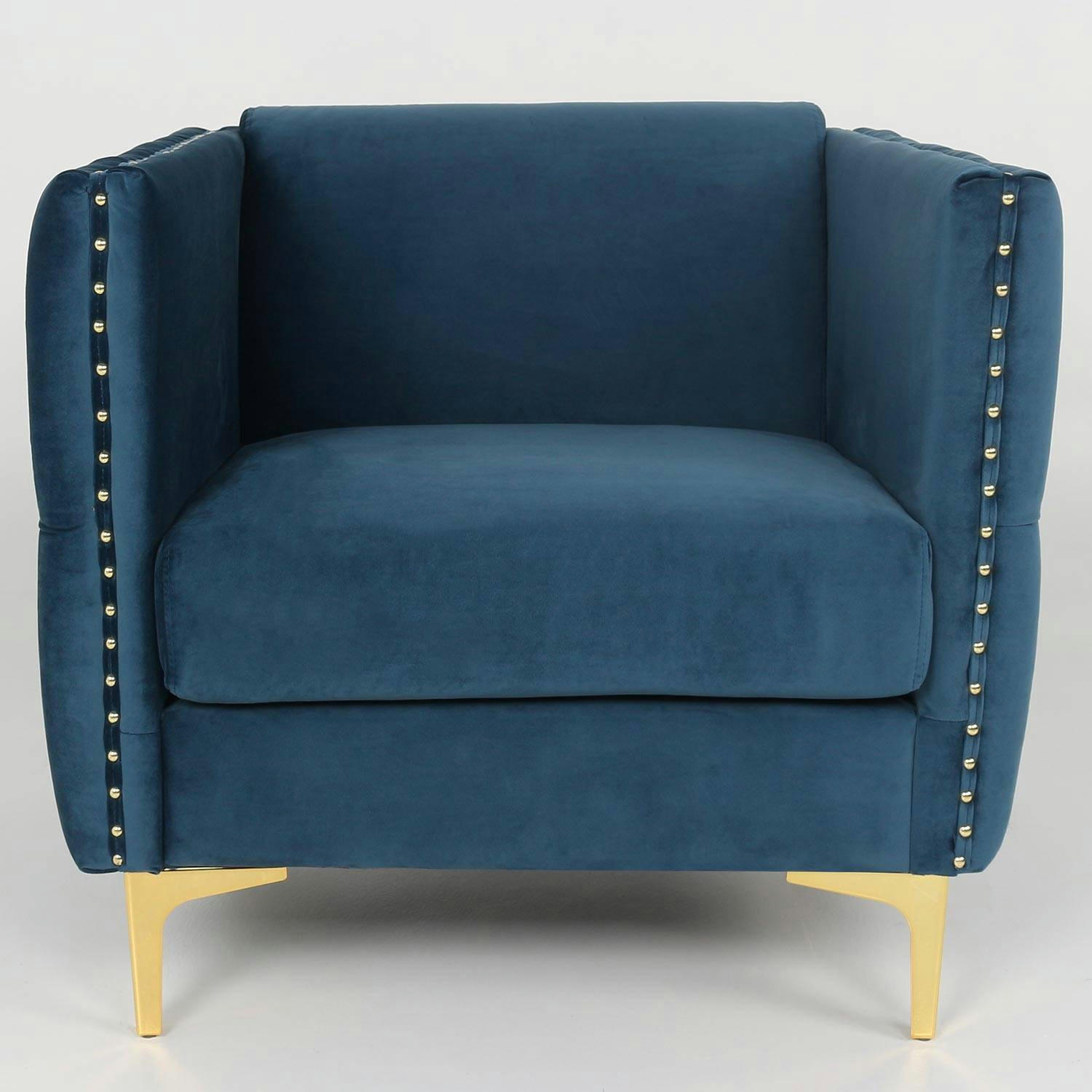 JOSHUA - Fauteuil velours bleu