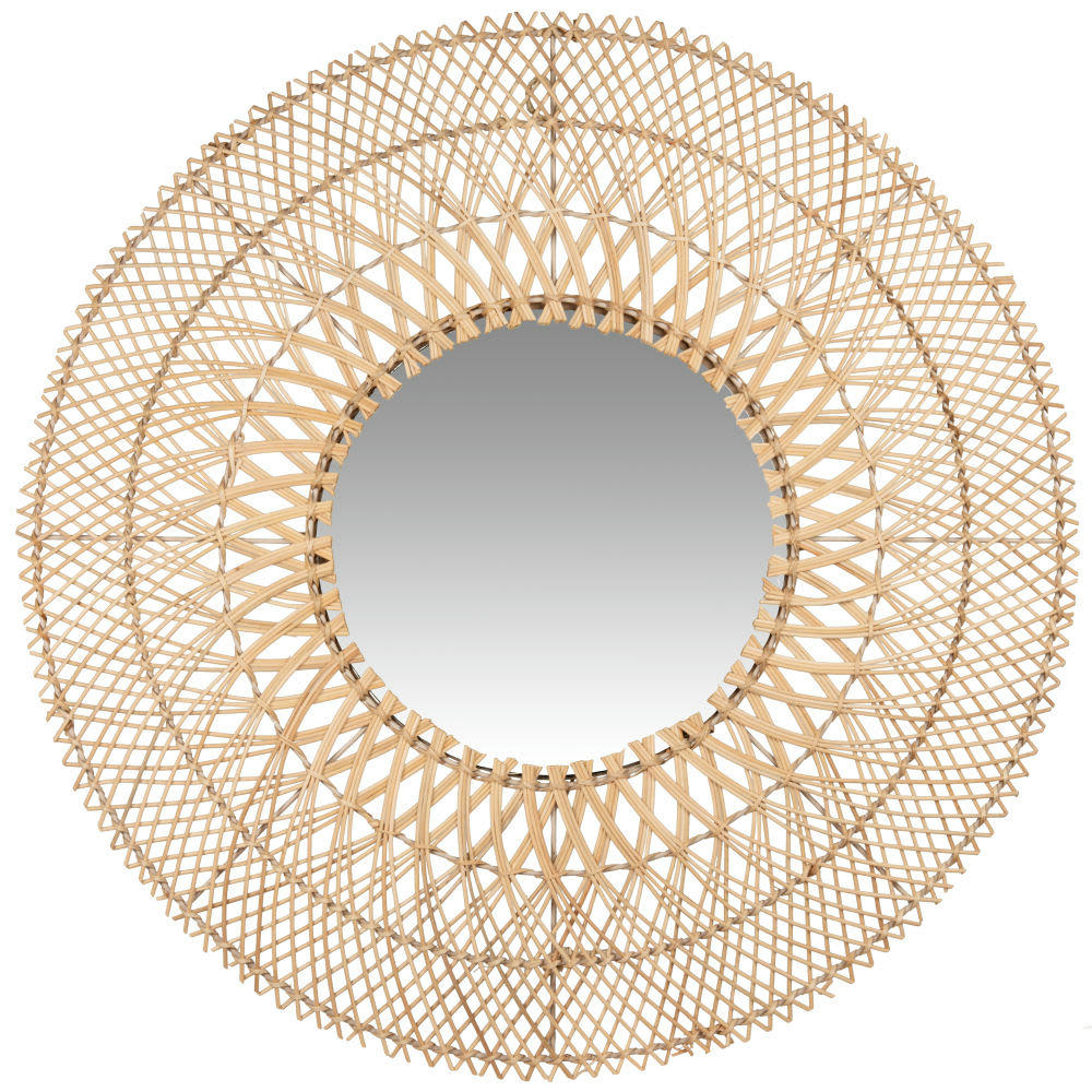 CHAMIZO - Miroir rond en rotin tressé D80