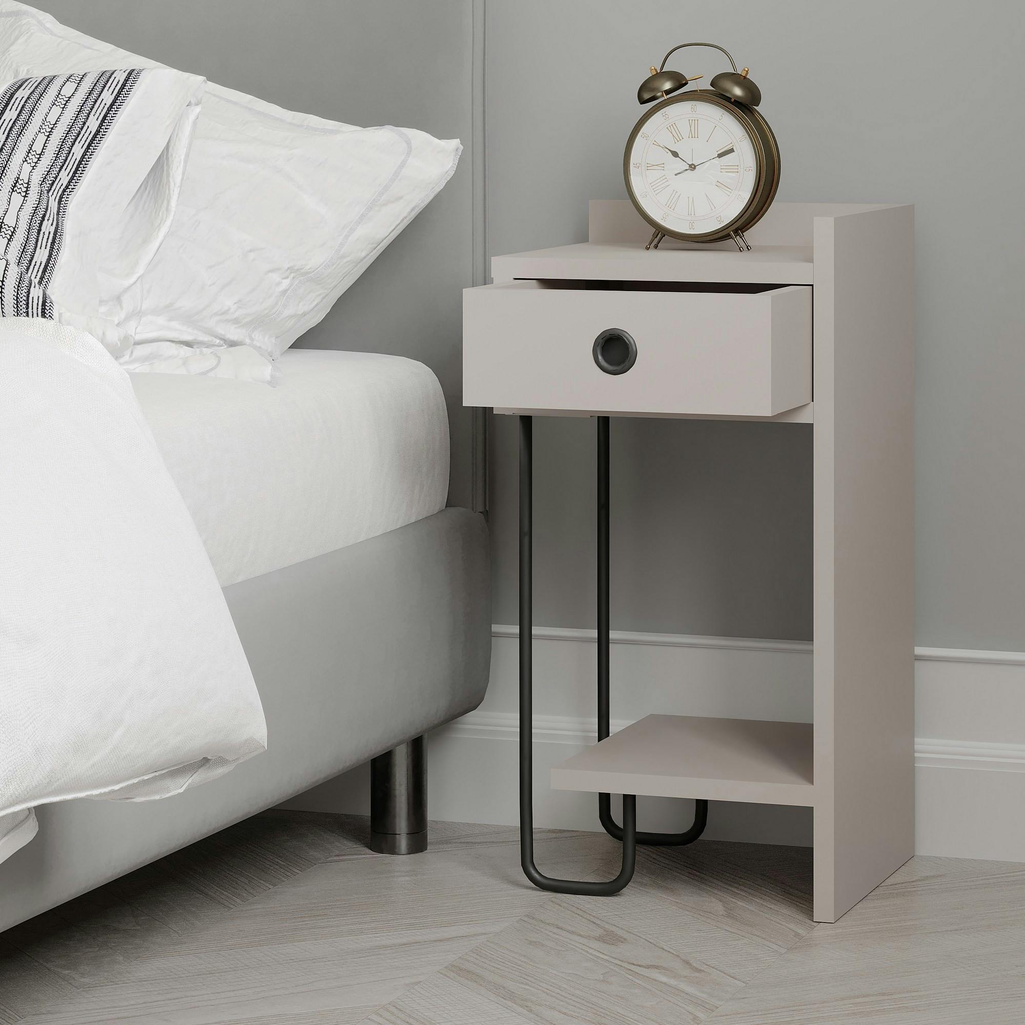 Chevet moderne moka - 1 niche ouverte, côté droit JENA