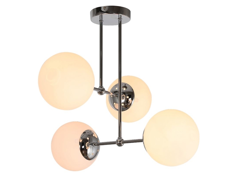 Lampa sufitowa Puli 4-punktowa metalowo-szklana biało-srebrna