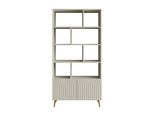 Bibliothèque avec 2 portes et 8 niches - Beige - NORSIM