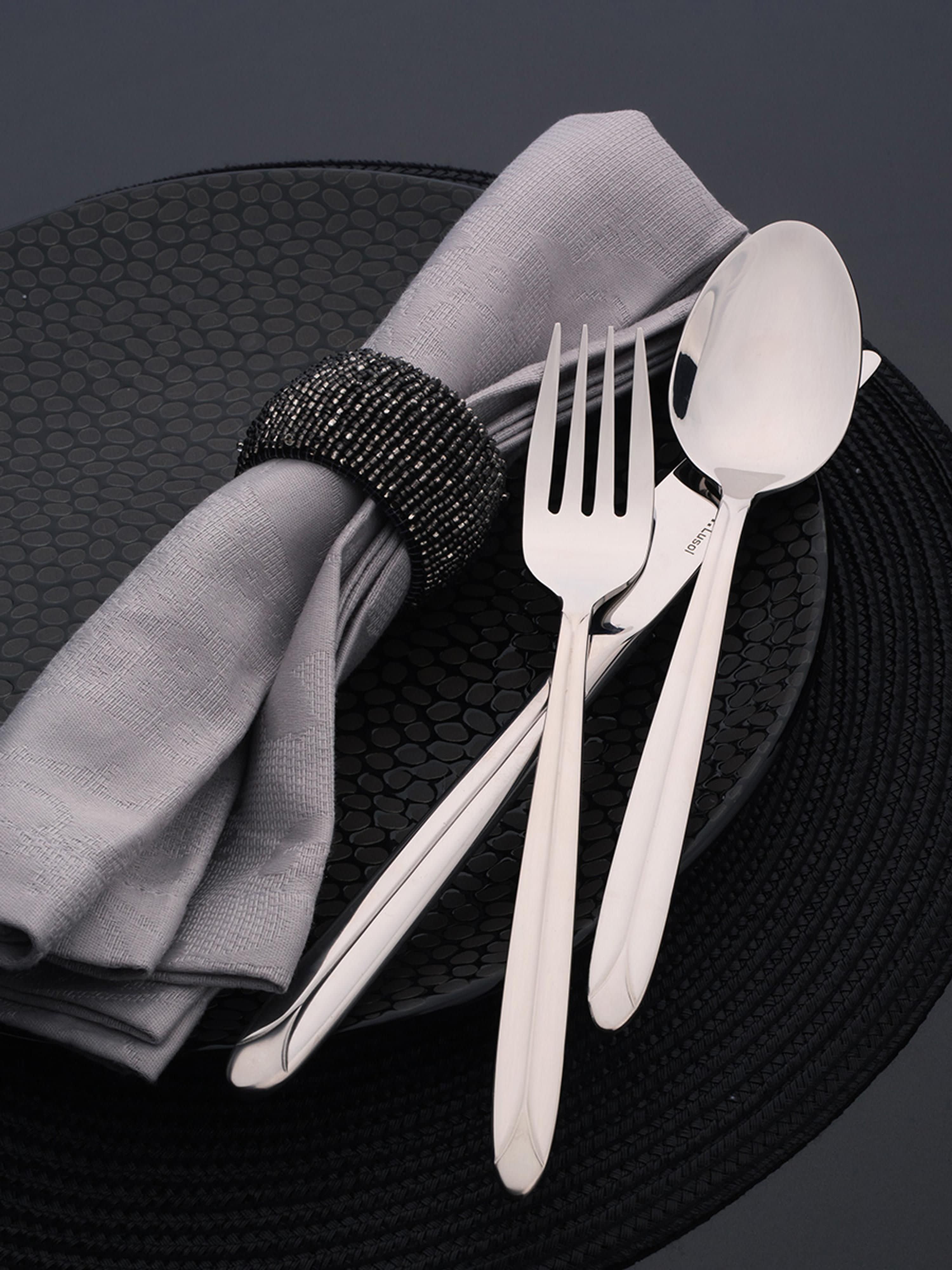 Hochglanzpoliertes Besteck-Set Orchid, 12 Personen, 70er-Set