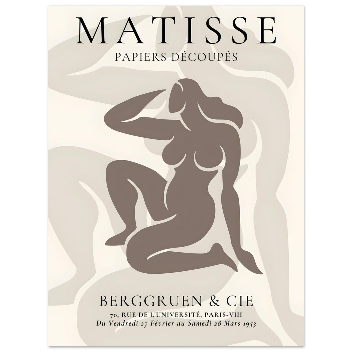 Artfulprints Poster Matisse - Shapes of her  - 30x40 cm - Taupe