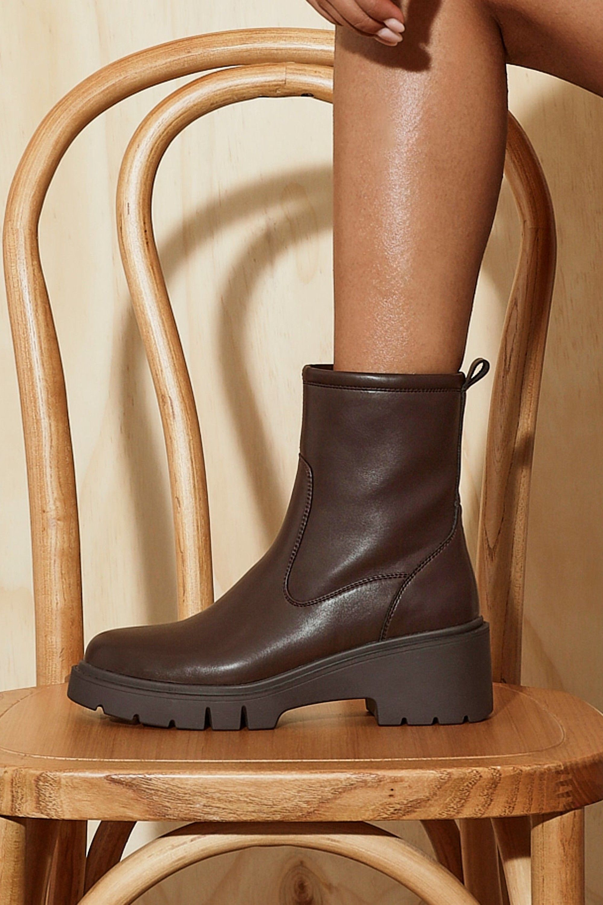 Linzi Limited Brown Faux Leather Ankle Boot