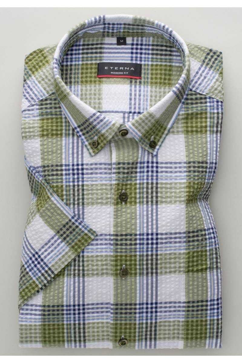 ETERNA Modern Fit Hemd grün/blau, Kariert