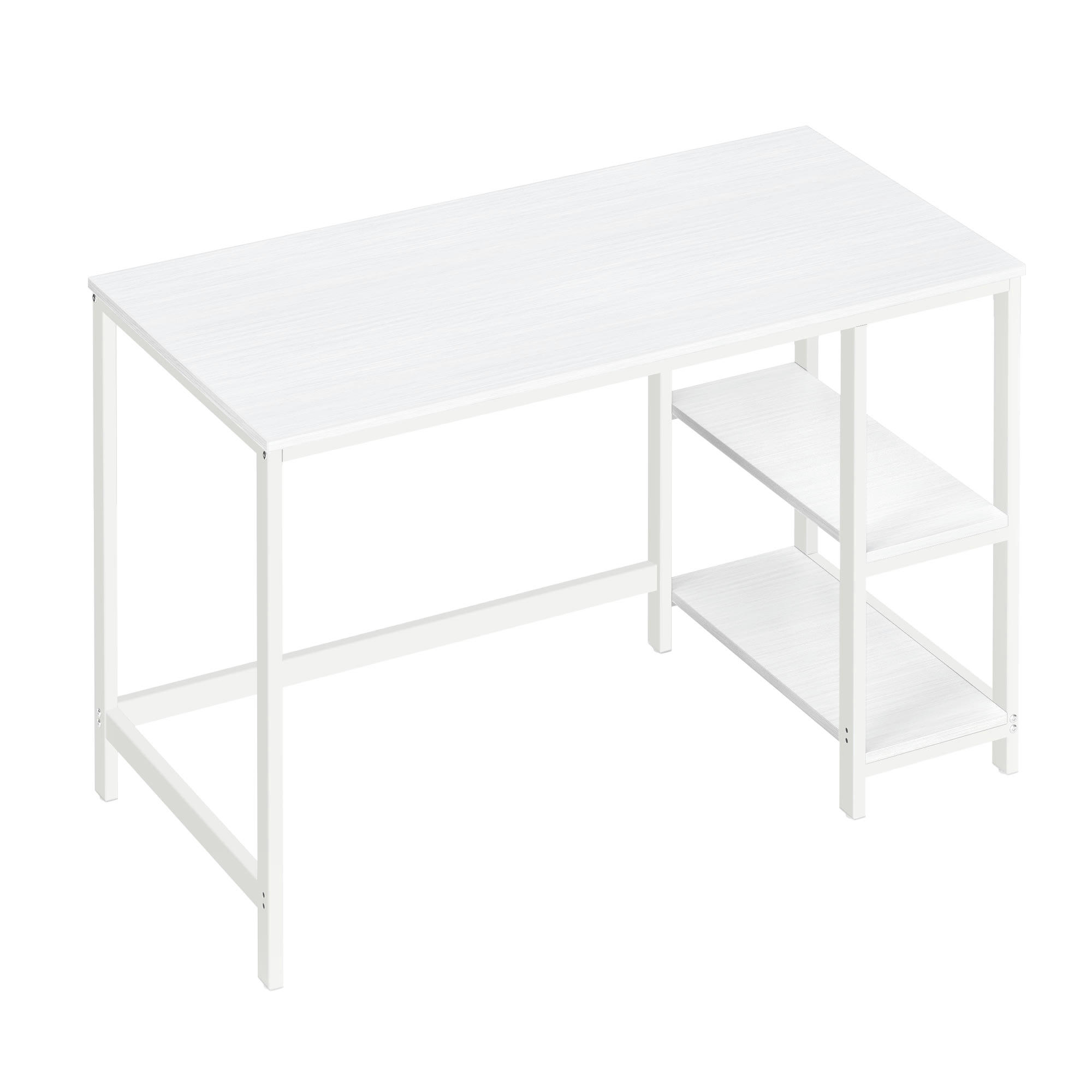 - Bureau 120 cm avec étagères réversibles effet bois blanc