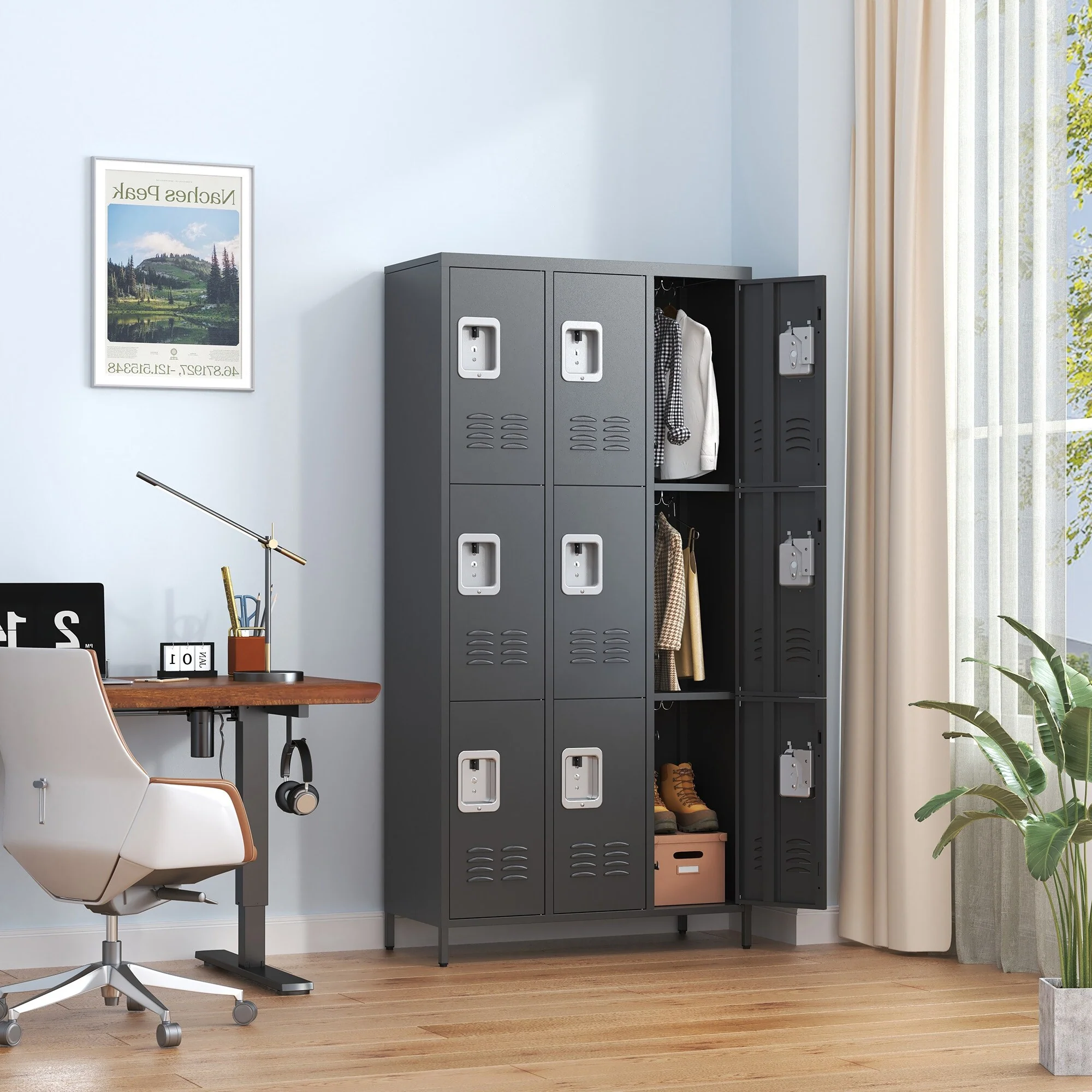 9 Door 72H Metal Lockers With Lock