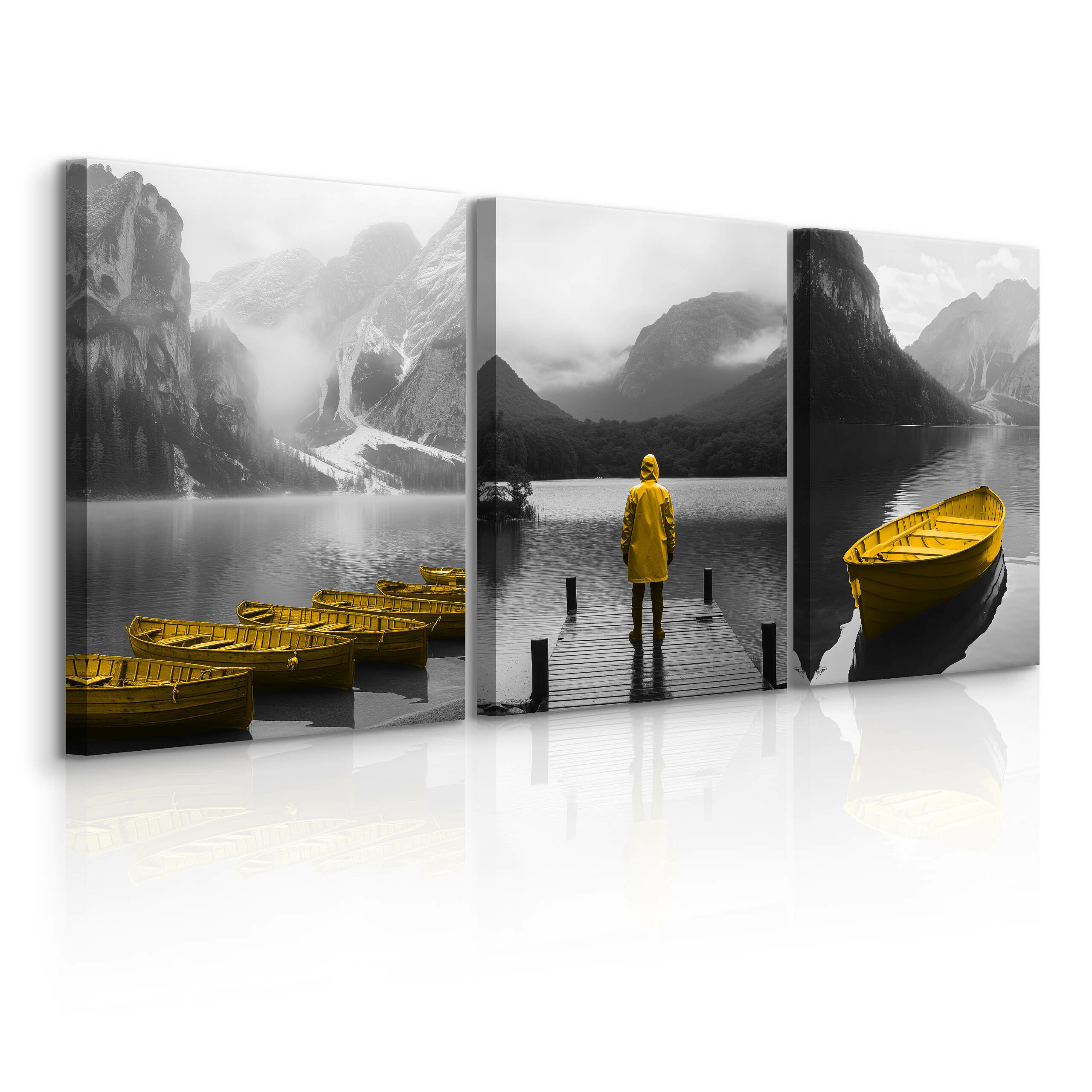 3x Obraz Set Pejzaż Góry Abstrakcja Jezioro Łódki Natura 30x40cm