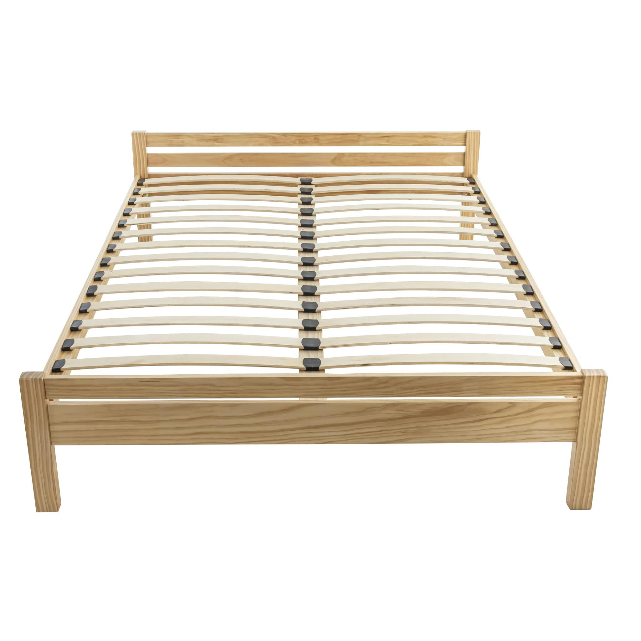 - Lit en pin massif avec pieds carrés bois naturel 140x190