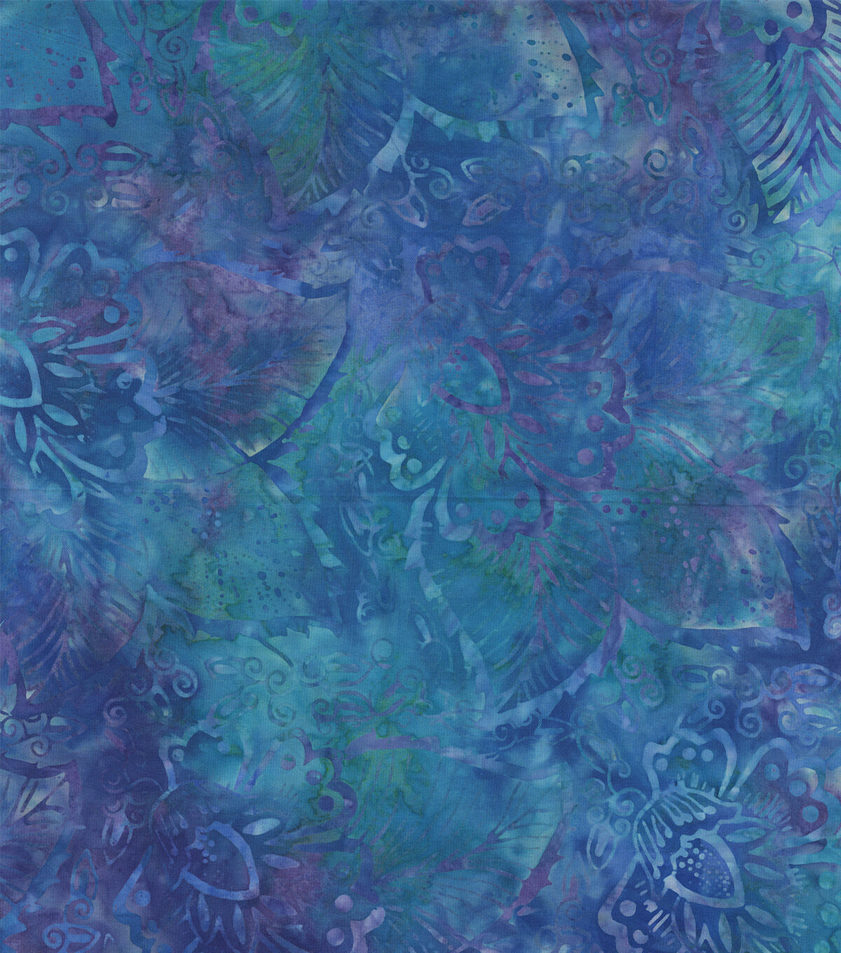 Hi Fashion Floral Large Purple Blue Batik Cotton Fabric