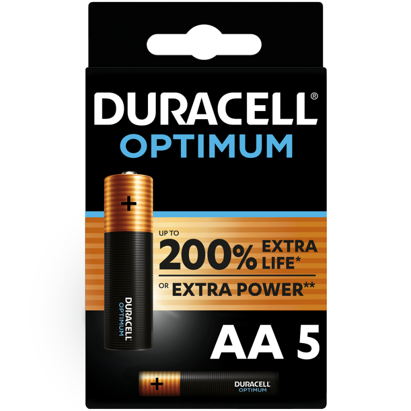 Pile alcaline AA Optimum 1,5 V 5 pièces DURACELL