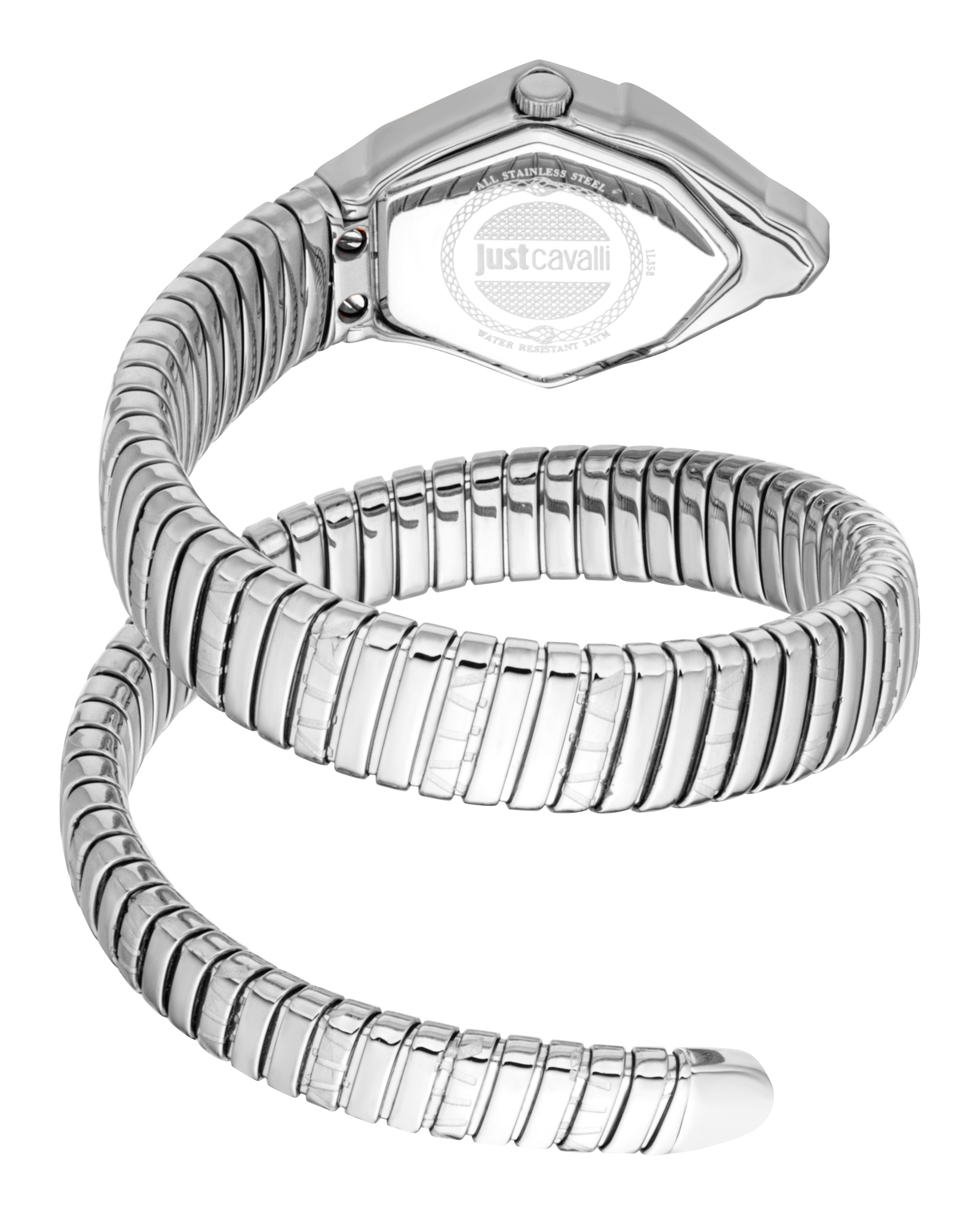 Just Cavalli Signature Snake Gemma Ladies Fashion Watch – Silver JC1L358M0015