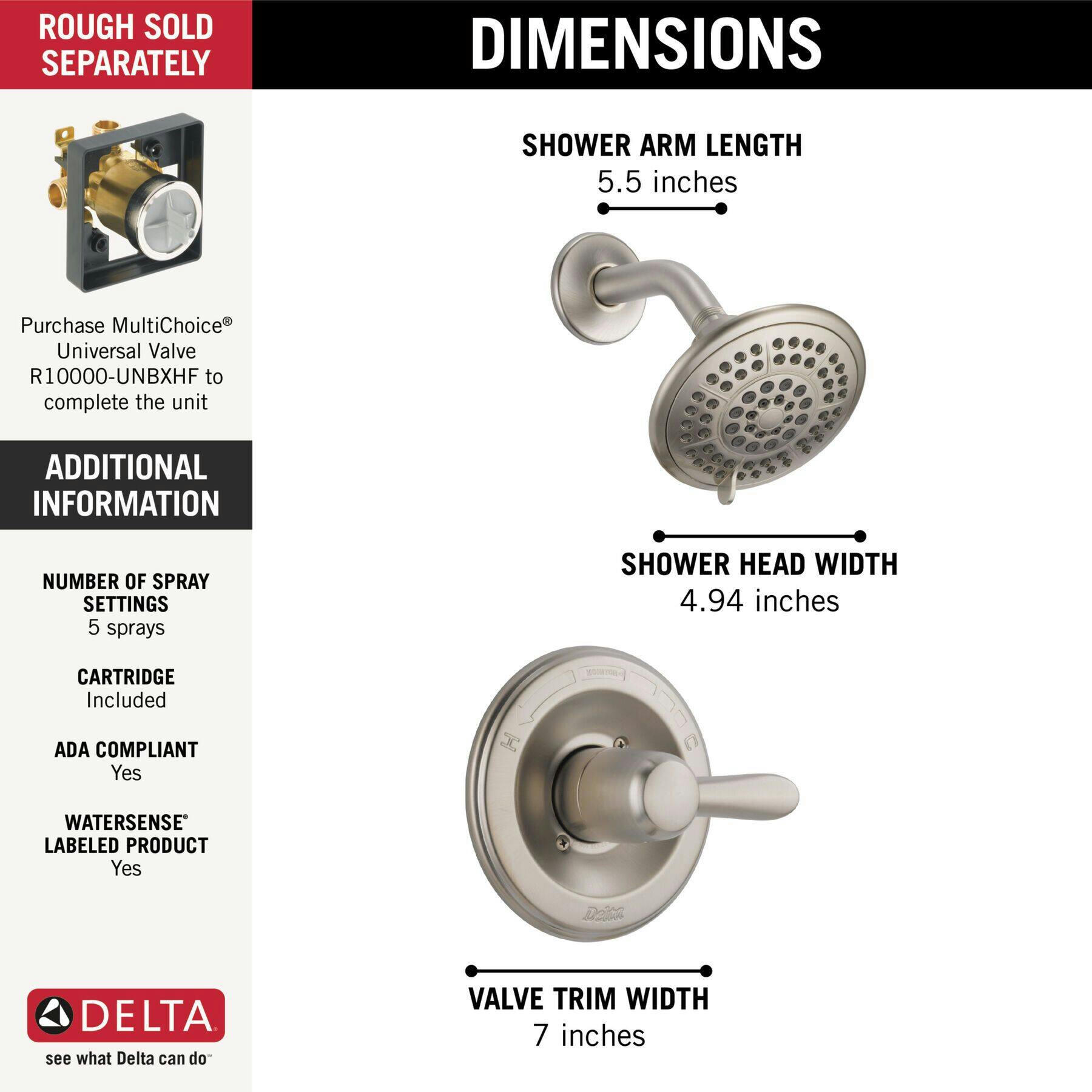 Delta Monitor 14 Series Shower Trim, Stainless