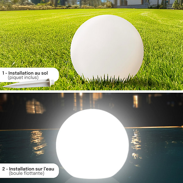 Boule Solaire Multicolore D25CM pour Jardin ou Piscine - 16 Couleurs - Groupe DDC