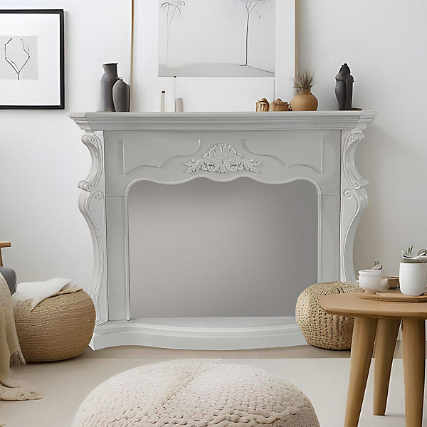 Habillage de cheminée en bois L123xP39xH100, Blanc Paris