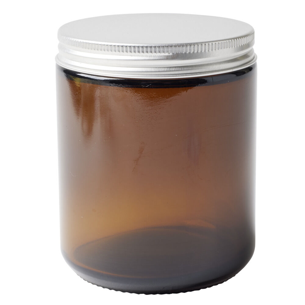 Bocal alimentaire verre fumé couvercle étain 250ml Ø7xH9cm