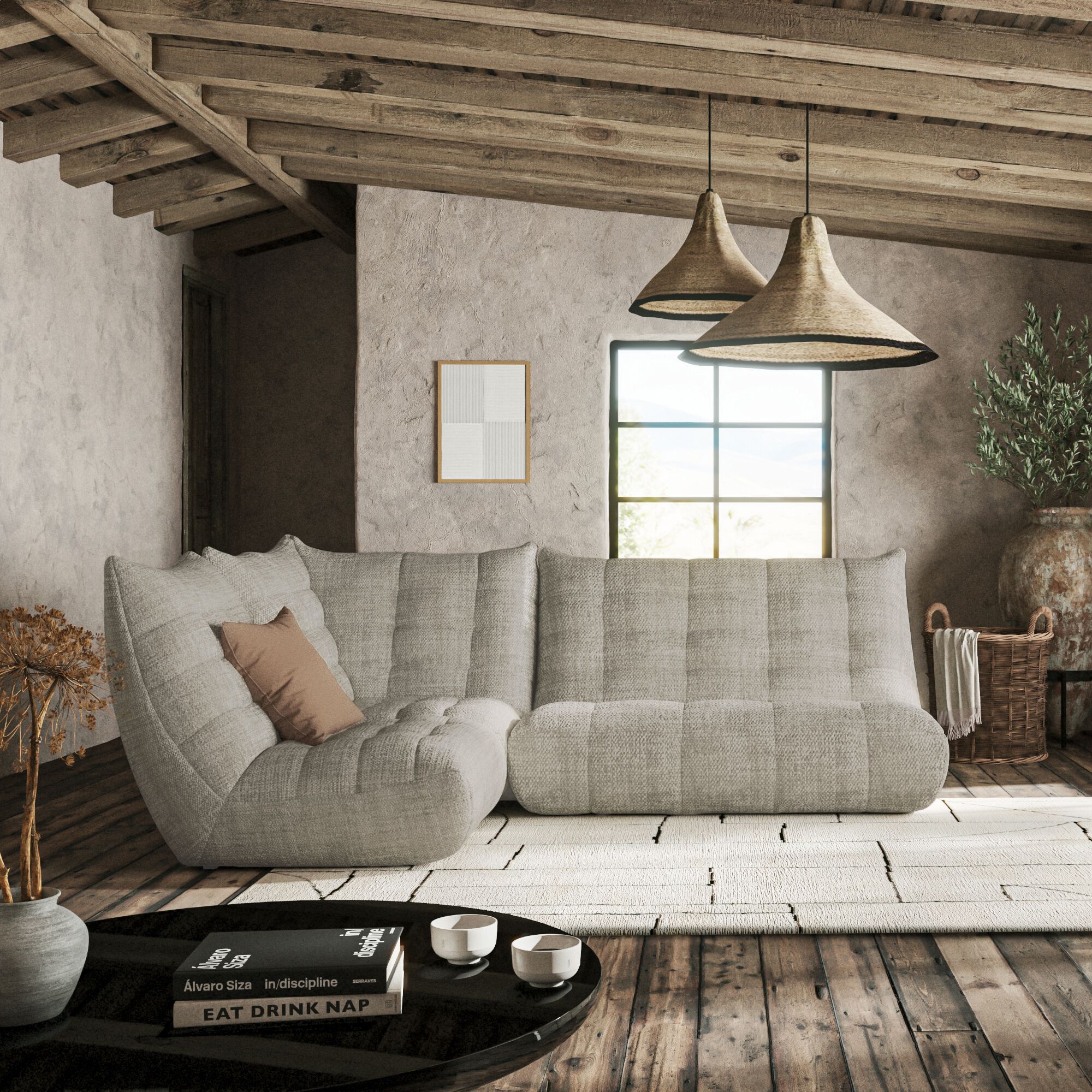 SCALO - Fauteuil en tissu chenille - beige roucas