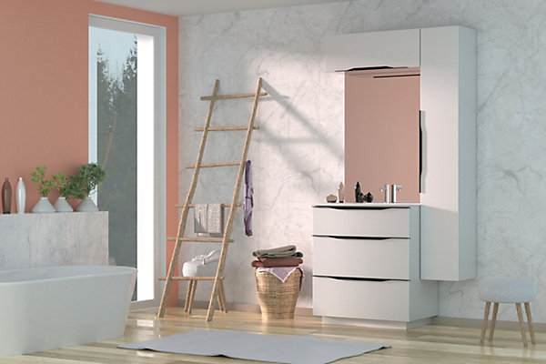 Meuble de salle de bains haut blanc mat l.80 x H.30 x P.30 cm, Pamili