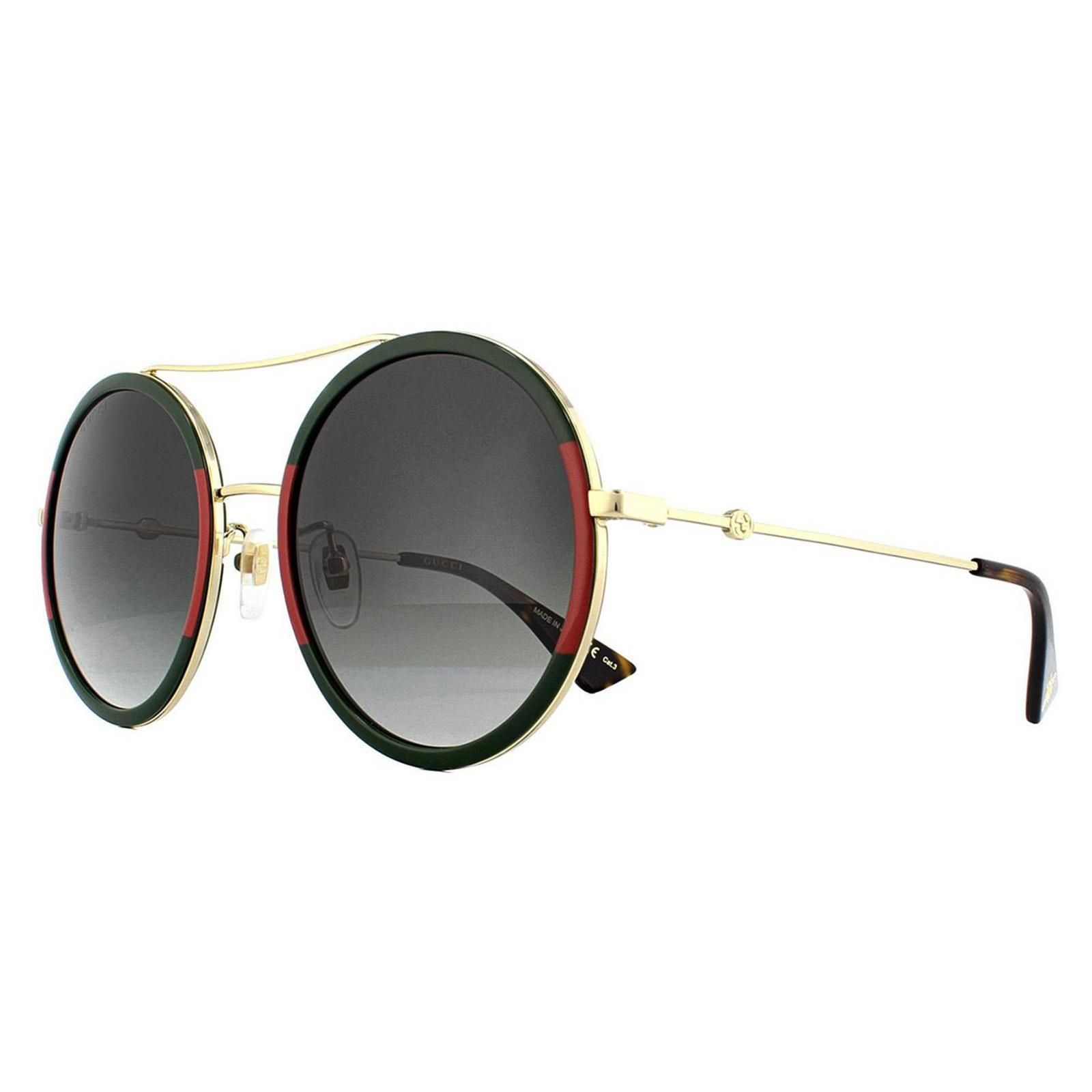 Gucci Round Gold Green and Red Green Gradient Sunglasses