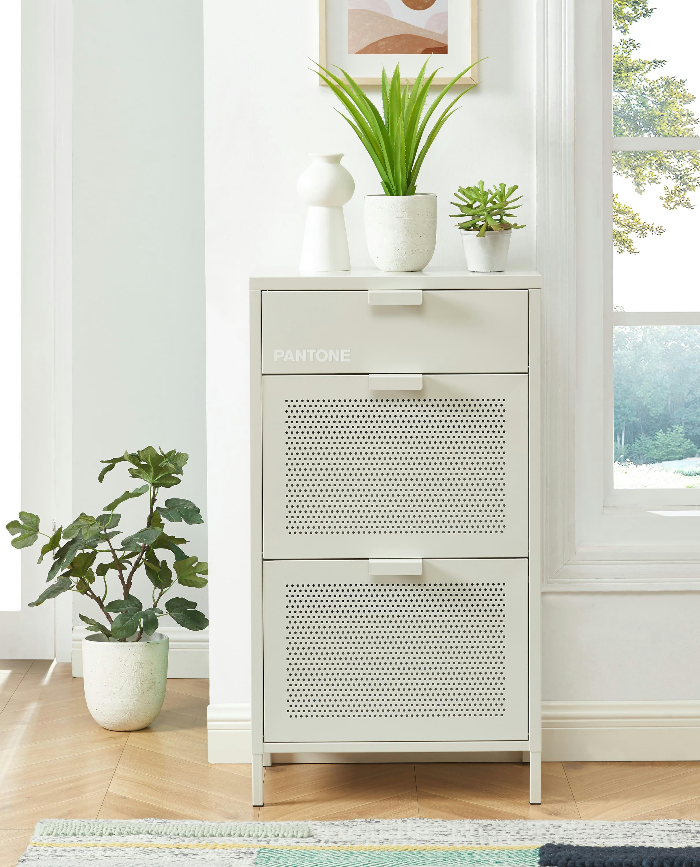 PANTONE - Meuble à chaussures  métal beige sable 55cm