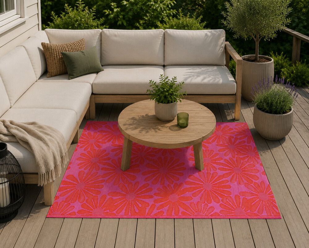 UTETEPPE SWEET ROSA/RØD 180X270CM