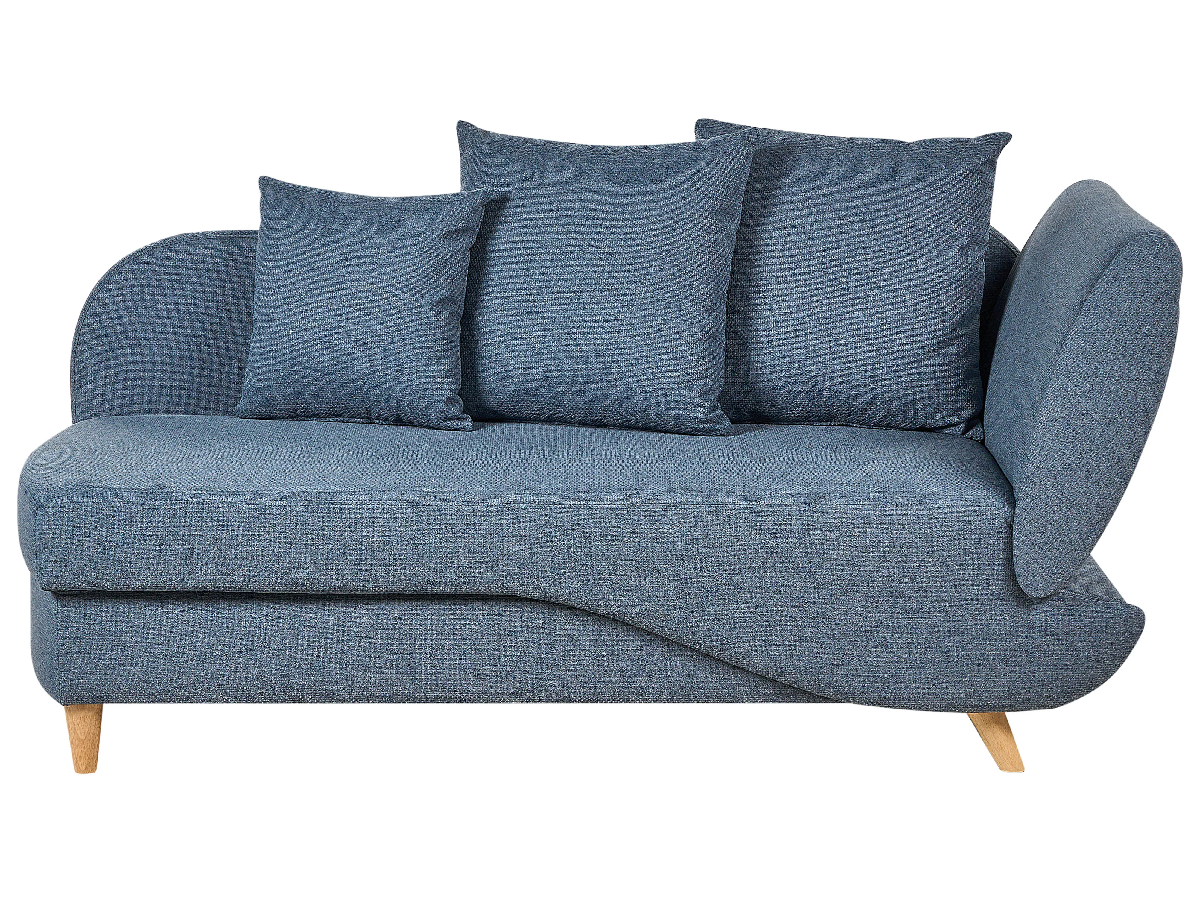 Left-Hand Chaise Longue MERI Faux Linen Dark Blue with Storage