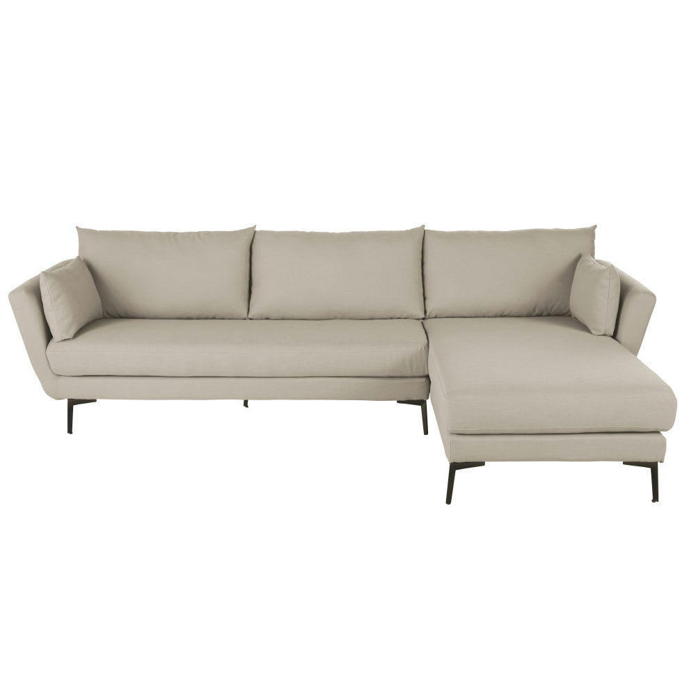 Prague - Canapé d'angle droit 4/5 places beige