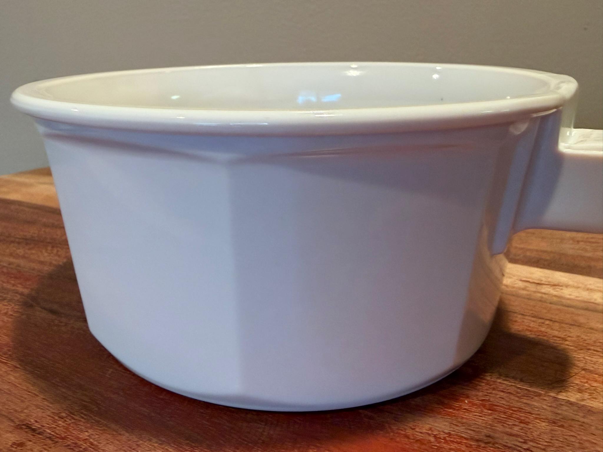 Princess House Nouveau 1 Quart Casserole Dish Saucepan with Glass Lid White Ceramic France