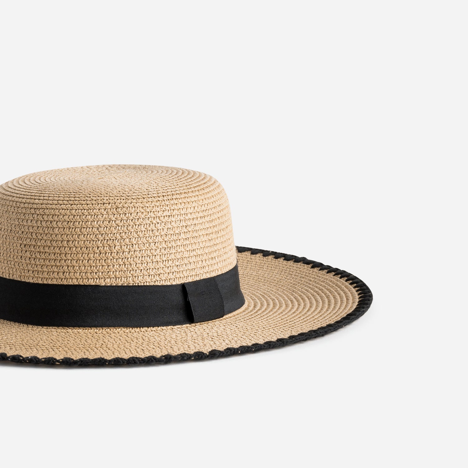 Capeline TEXTO beige ruban noir