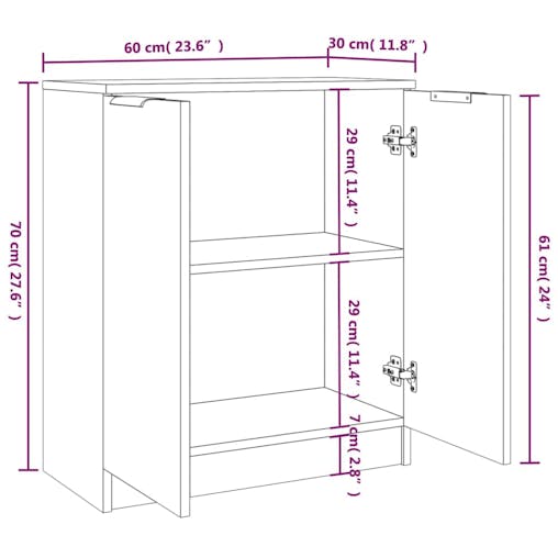 NNEVL Sideboards 2 pcs Concrete Grey 60x30x70 cm Engineered Wood