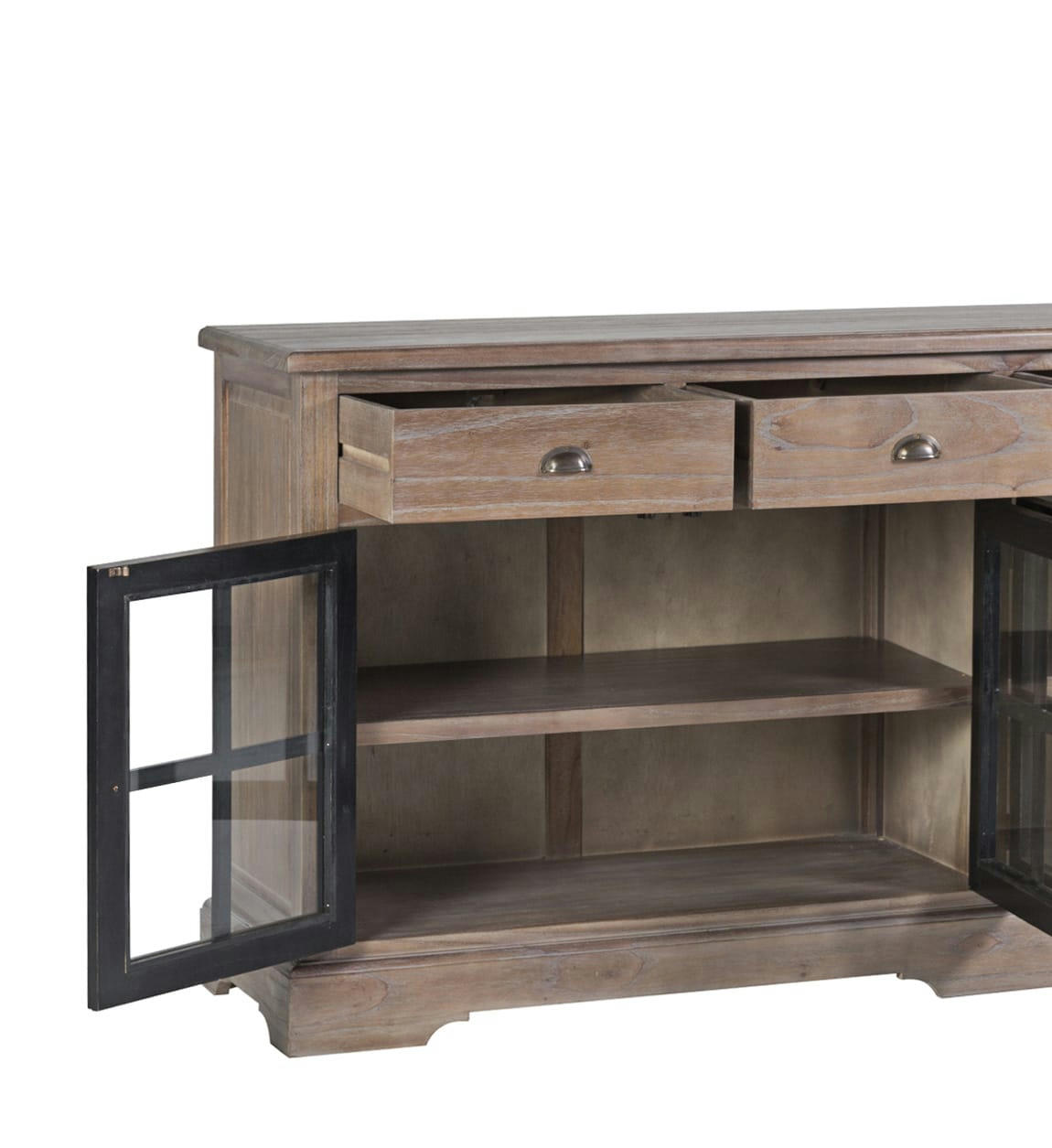 SIENA - Buffet en bois de mindi beige et noir L200