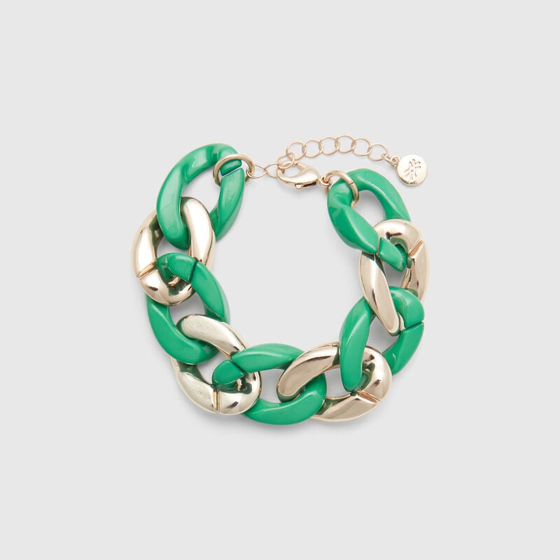 Gold and green chain bracelet