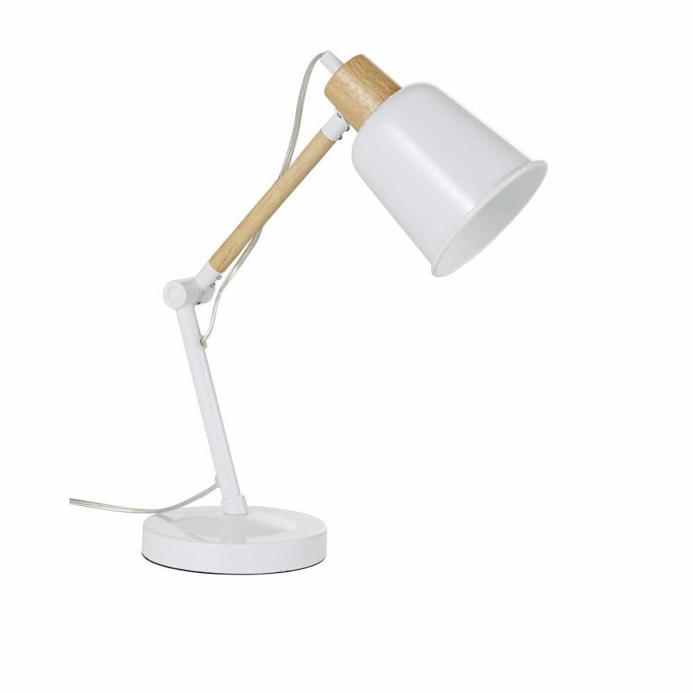 PIXIE - Lampe de bureau en métal blanc et hévéa