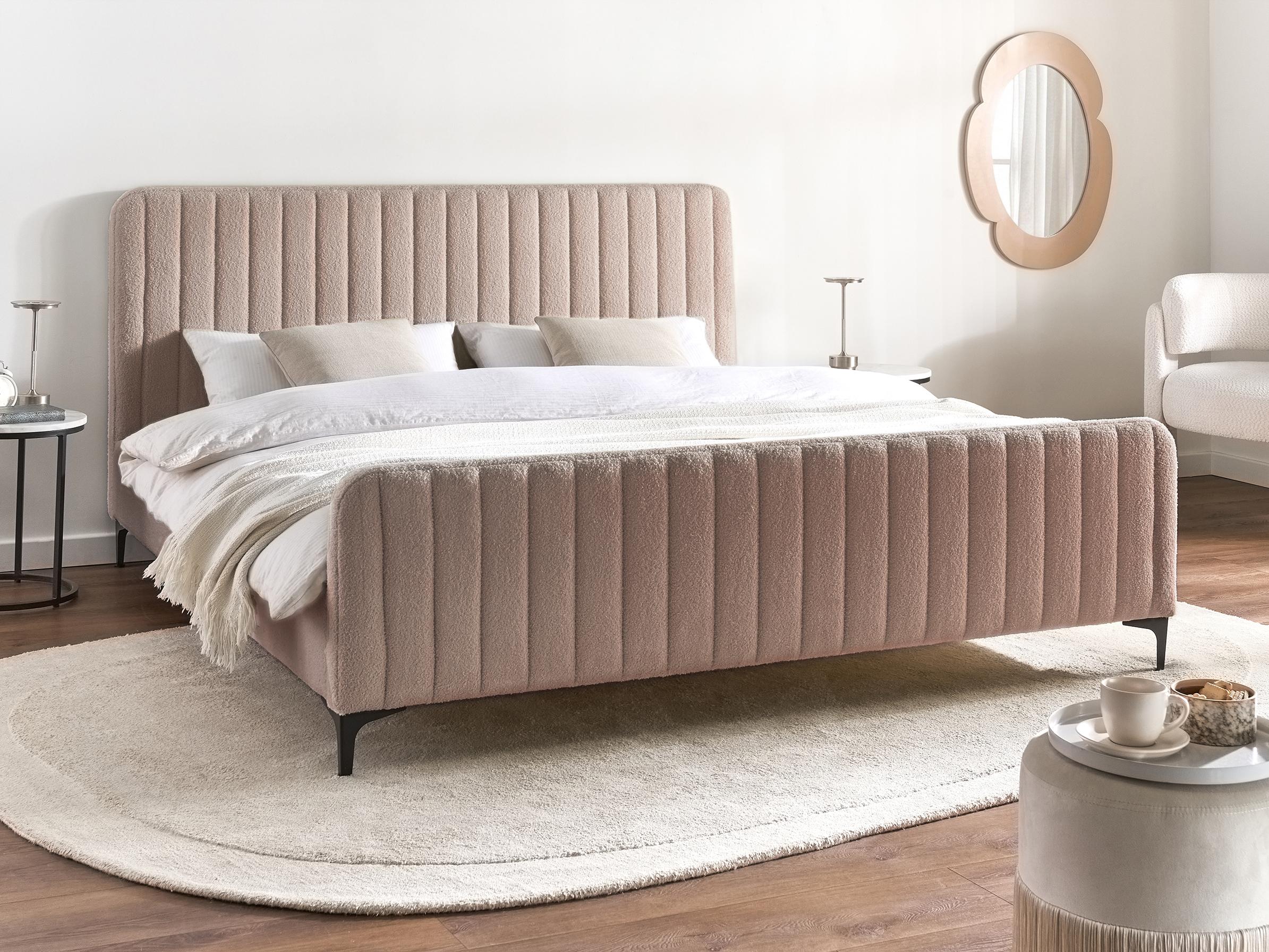Bed Boucle LUNAN 180 x 200 cm (EU Super King) Taupe