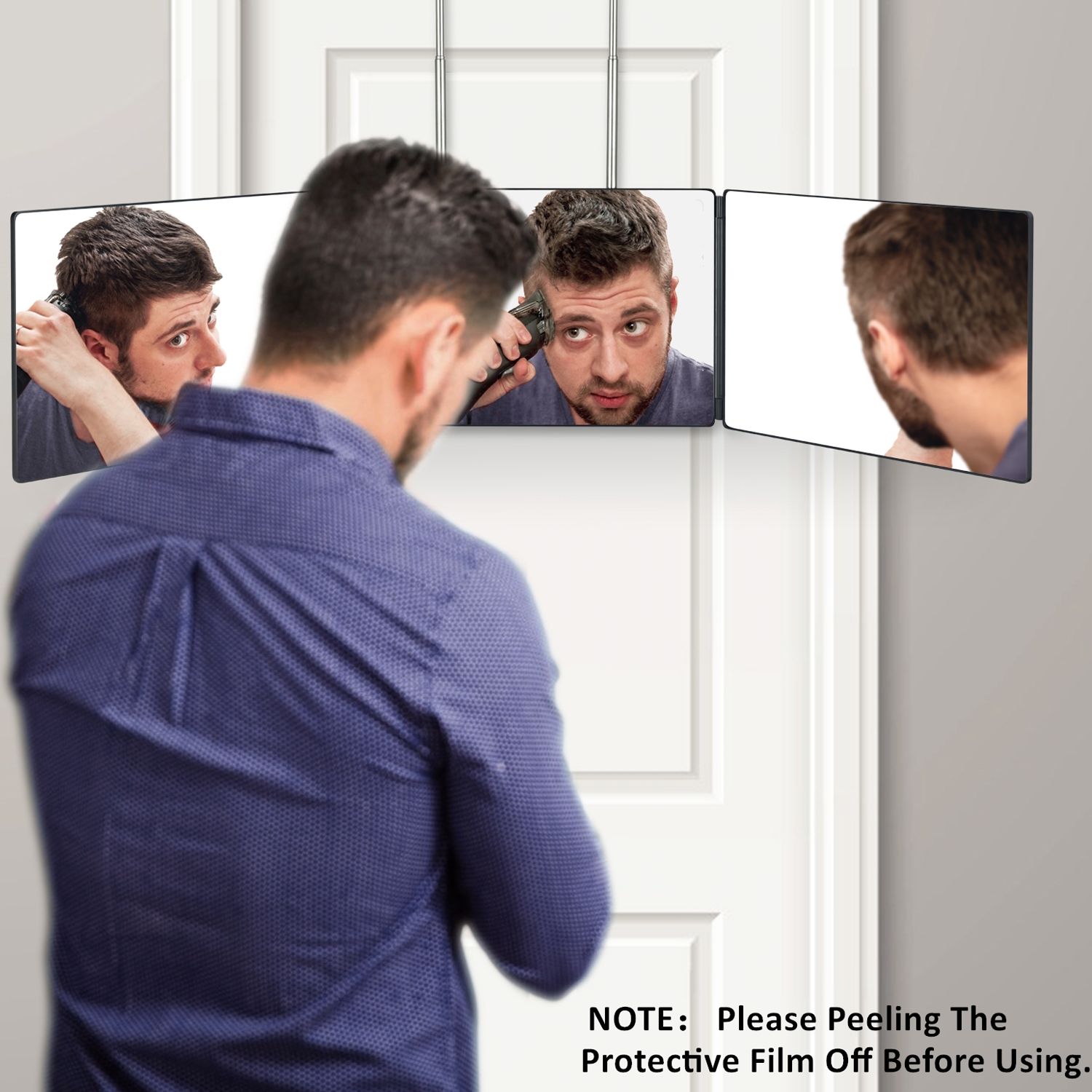 Vanexiss Foldable Trifold Mirror with Adjustable Hanging Hook