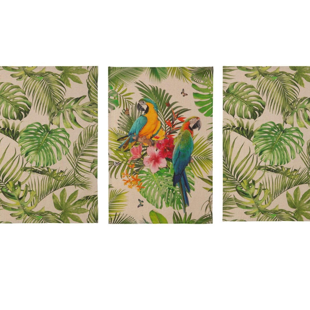 EXOTIQUE - Lot de 3 Torchons jungle en lin 50x75
