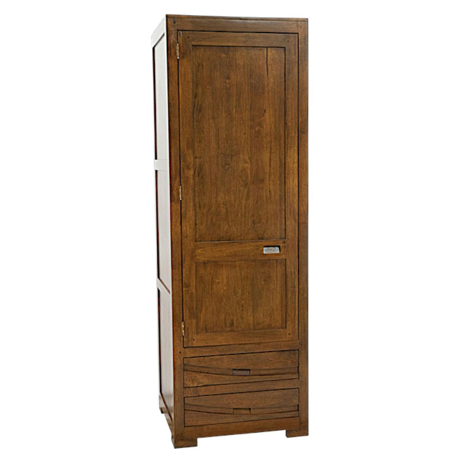 Armoire Penderie Hévéa 1 porte, 2 tiroirs 65x58x195cm NIAGARA