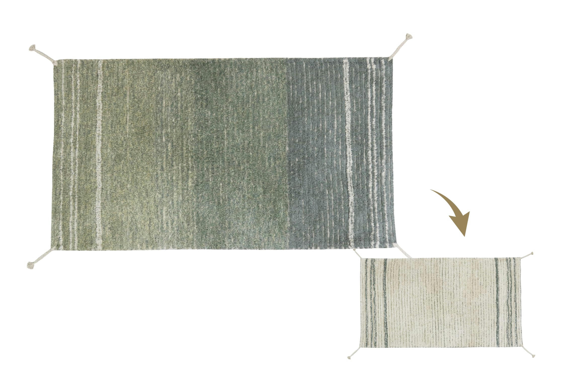 REVERSIBLE - Tapis lavable en coton bleu 80x140