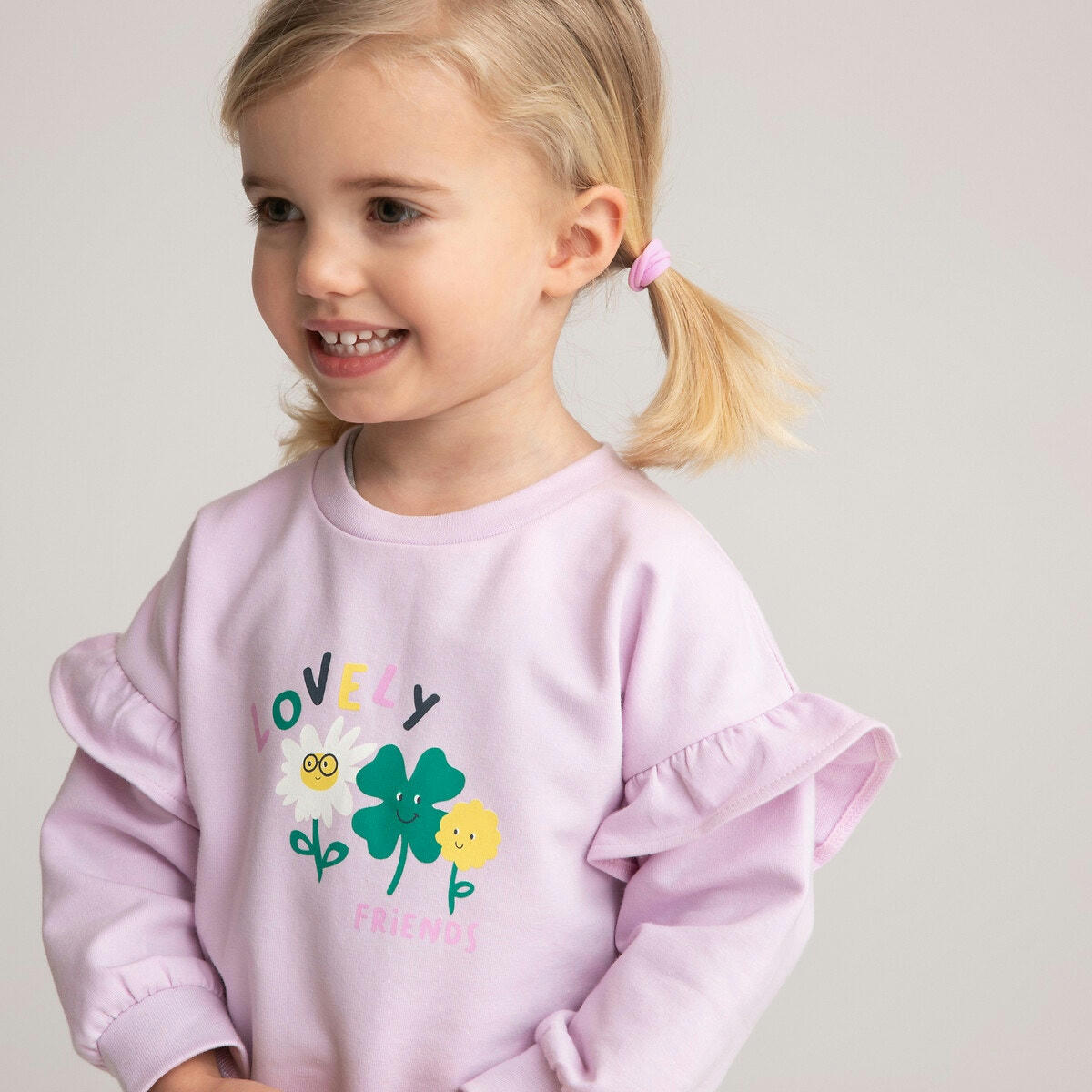 Sweat col rond en molleton, imprimé floral devant